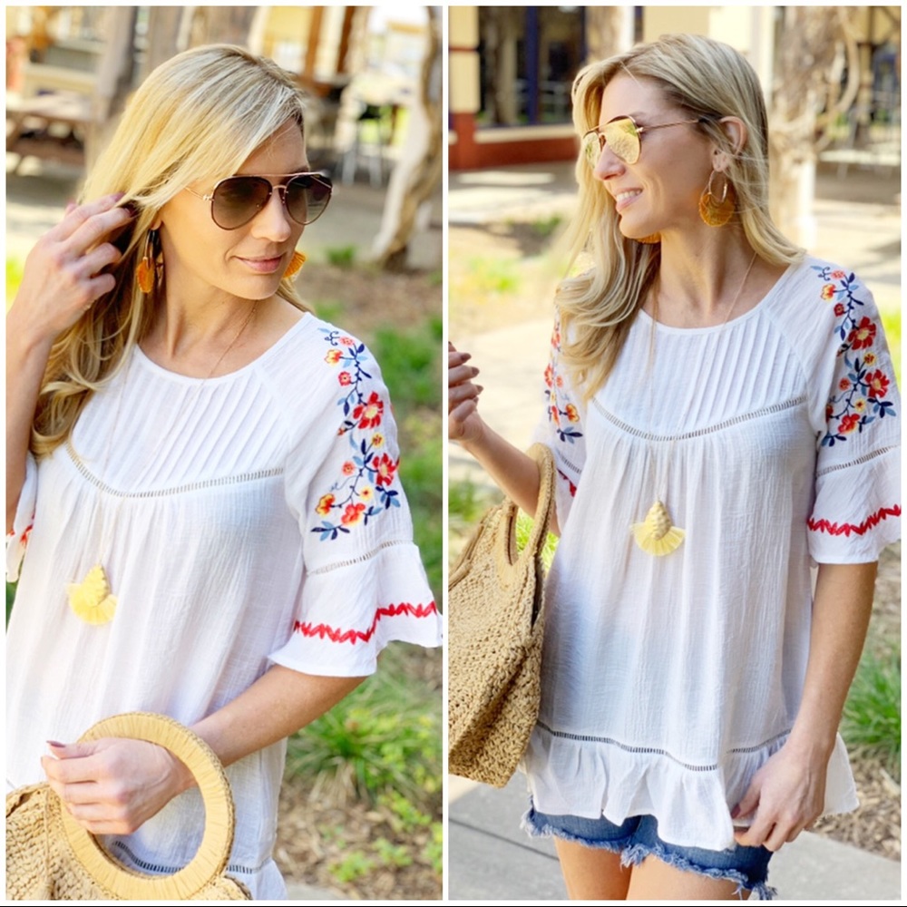 ✨LAST ONE✨Summer Mindset Embroidered Tunic-Ivory - Picture 3 of 3